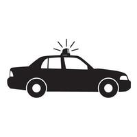 Simple black and white illustration of a classic taxi cab car with flashing lights vector