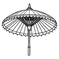 Elegant black and white hand drawn parasol on a white background for design projects vector