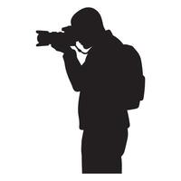Silhouette of a photographer holding a digital camera isolated on a white background vector