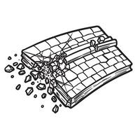 Illustration of a book exploding with fragments representing destruction and damage vector