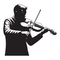 Silhouette of a musician playing a violin isolated on white background for creative use vector