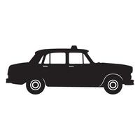 Black silhouette of a classic taxi cab isolated on a white background perfect for design vector