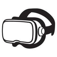 Simple black and white illustration of a virtual reality headset for modern technology. vector