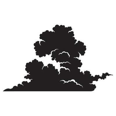 Simple black cloud silhouette isolated on white background for decorative design elements
