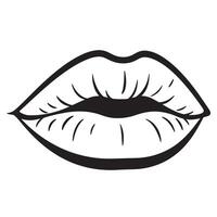 illustration of a beautiful pair of lips depicted in a minimalist black and white style vector