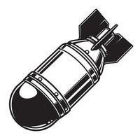 Illustrated black and white cartoon of a world war two bomb dropping ready to explode vector