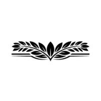 Minimalist Floral Crest Black Leaf Motif on White Background vector