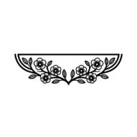Elegant Floral Border with Pink Blossoms Black Outline vector