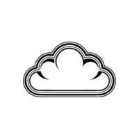 Retro Cloud Black and White Minimalist vector