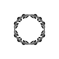 Minimalist Black White Circular Floral Frame on White Background vector
