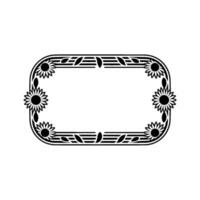 Elegant Floral Rectangular Frame, Black and White vector