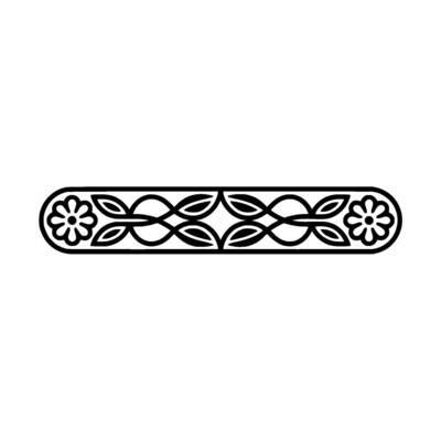Elegant Black Floral Scroll Border on, White Background
