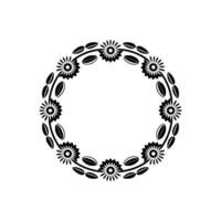 Black Floral Wreath , Elegant Circle Border vector