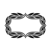 Elegant Black Leaf- Frame on White Background vector
