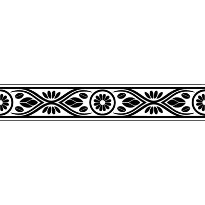 Elegant Black, Floral Border, on White, Background