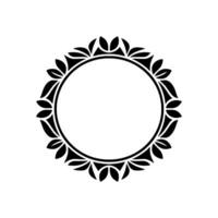 Elegant Black- Floral Circle Frame on White Background vector