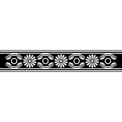Elegant Black and White Floral Border , Minimalist, Seamless Repeat