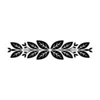 Elegant Black Leaf Border on- White Background vector