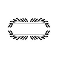 Elegant Black Leaf Frame on, White Background vector