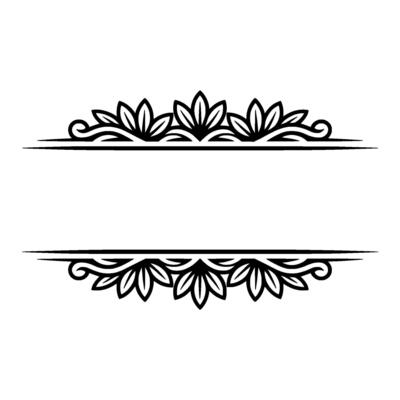 Elegant Black Floral Frame Element for Titles Headers, Minimalist
