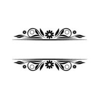 Elegant Floral Border Frame, Black on White, for Text Space vector