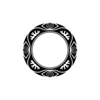 Black Ornamental Circle Frame on White, Decorative Element vector