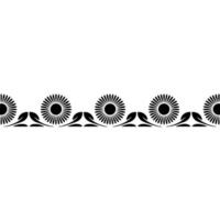 Minimalist Floral Border , Black on White, Ornamental Pattern vector