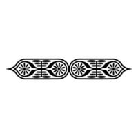 Geometric Floral Border , Black on White Background vector