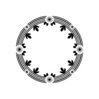 Black and White Floral Circular Frame Minimalist Elegant vector