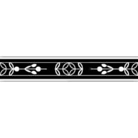 Geometric Floral Border Pattern, Monochrome vector