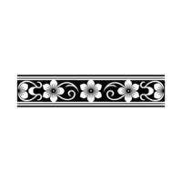 Floral Border in Black White on White Background vector