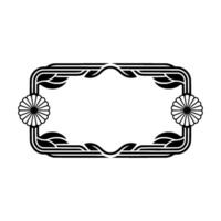Deco-Inspired Floral Frame - Black and White Element vector