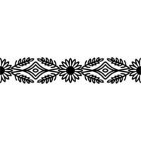 Floral Border , Black Line Art, Geometric Style, Decorative Pattern vector