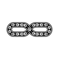 Infinity Symbol with Leaf Motifs Minimalist Black and White vector