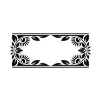 Elegant Floral Frame with Blank Space - Black and White vector