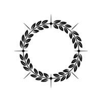 Minimalist Laurel Wreath Emblem in Black and White vector