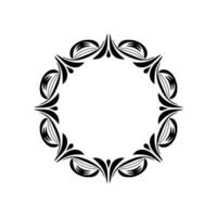 Elegant Black Leaf Circle Frame on Neutral Background vector