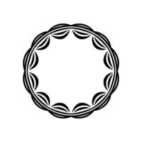 Black Floral Circular Border on White - Minimalist Element vector