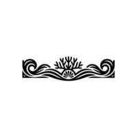 Decorative Ocean Motif Black and White Ornamental Border vector