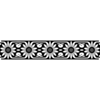 Geometric Sunflower Border, Black White, Decorative Element vector