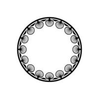 Elegant Black White Shell Pattern Circle Border on White vector