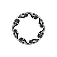 Elegant Black White Circle Frame Leaf Minimalist Style vector