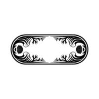 Elegant Black White Ornate Oval Frame, Decorative Border Element vector