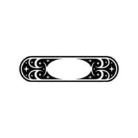 Ornate Black Border Frame with Stars and Floral Motif, Minimalist vector