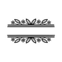 Elegant Floral Frame with Blank Space - Black Line Art on Grayscale vector