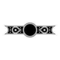 Celestial Emblem Black White Scroll with Moons, Stars Circle vector