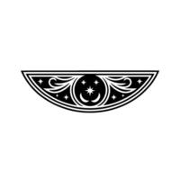 Elegant Crescent Moon and Stars Ornament in Black and White vector