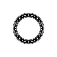 Ornamental Circle Frame with Stars Decorative Elements, Black White vector