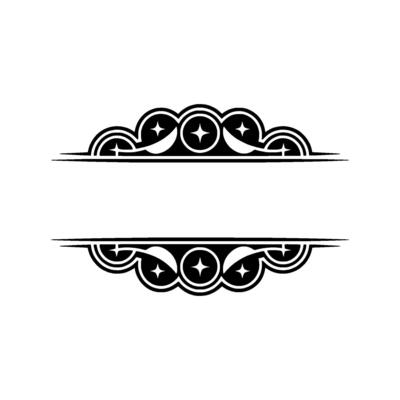 Elegant Ornamental Frame with Stars Black White