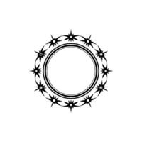 Ornamental Black and White Circular Starburst Frame vector